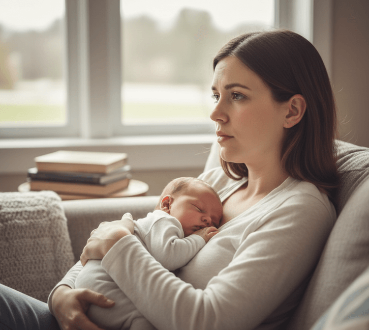 Calm new mom finding peace and support