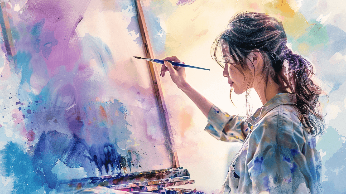 Woman expressing herself through art therapy - Bloom Psychology identity transformation
