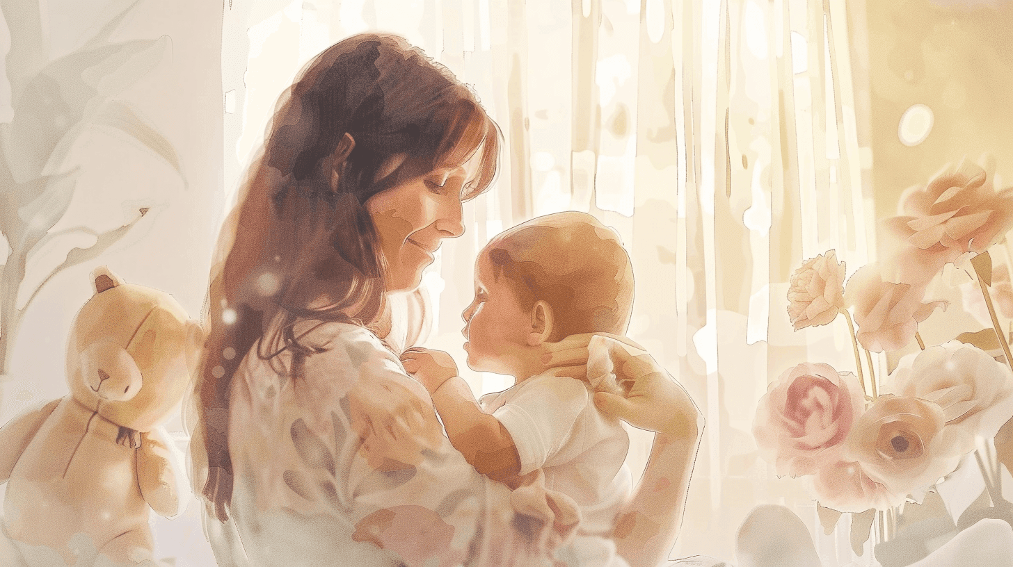 Mother tenderly rocking child in nursery, capturing the bittersweet intimacy of the feeding relationship transition